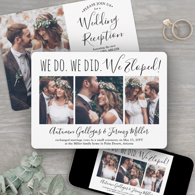 We Eloped 4 Photo Collage Wedding Reception Only Invitation (Creator Uploaded)