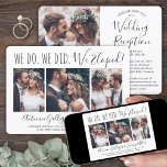 We Eloped 4 Photo Collage Wedding Reception Only Invitation<br><div class="desc">Invite family and friends to a simply elegant post elopement party with this stylish modern "we eloped" 4 photo collage invitation. All wording is simple to personalize for any reception only celebration, including 1st anniversary party, vow renewal ceremony, sequel wedding, cocktail hour or dinner party. Customize it to include the...</div>