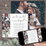 We Eloped 7 Photo Collage Wedding Reception Only Invitation<br><div class="desc">Invite family and friends to a simply elegant post elopement party with this stylish modern "we eloped" 7 photo collage invitation. All wording is simple to personalize for any reception only celebration, including 1st anniversary party, vow renewal ceremony, sequel wedding, cocktail hour or dinner party. Customize it to include the...</div>