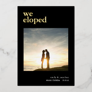 We Eloped Announcement Photo Black Luxury Real