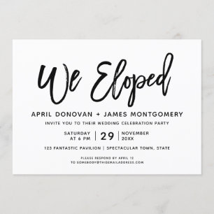 We Eloped Brush Typography Wedding Invitation