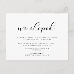 We eloped Elegant design announcement Postcard