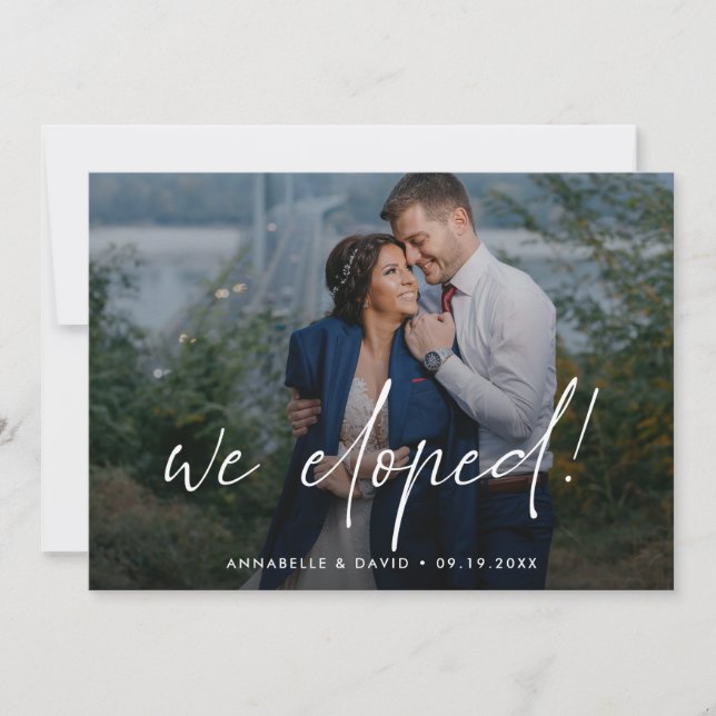 We Eloped Elegant Photo Wedding Announcement (Front)