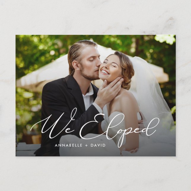 We Eloped Elegant Photo Wedding Postcard (Front)