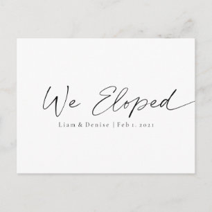 We Eloped Elegant Script Marriage Announcement Postcard