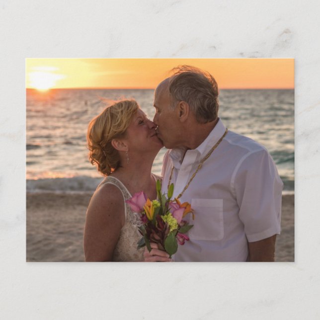 We Eloped In Mexico Beach Wedding Announcement Postcard (Front)