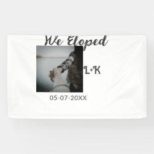We eloped just married add photo name letter date banner
