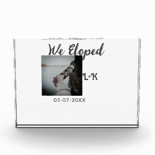 We eloped just married add photo name letter date  block