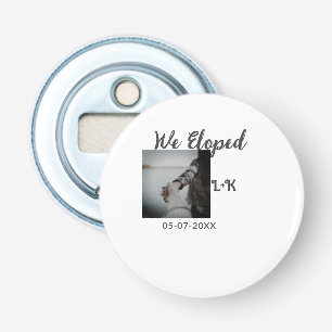 We eloped just married add photo name letter date bottle opener