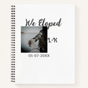 We eloped just married add photo name letter date  notebook