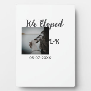We eloped just married add photo name letter date plaque