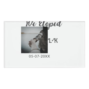 We eloped just married add photo name letter date  tag