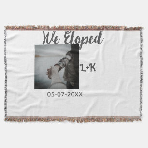 We eloped just married add photo name letter date  throw blanket