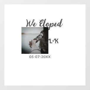 We eloped just married add photo name letter date  window cling