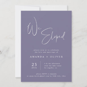 We Eloped Lavender Purple Minimalist Elopement  Announcement