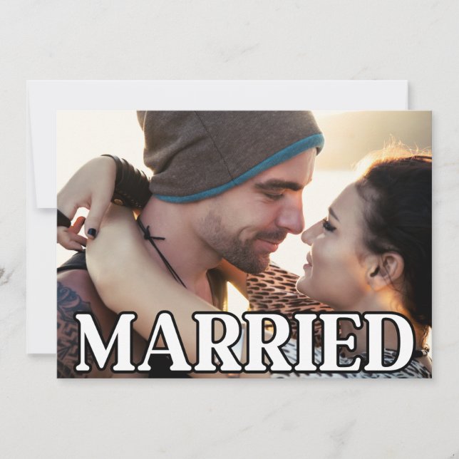 We Eloped Married Modern Wedding Photo Announcement (Front)