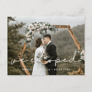 We eloped Minimalist handwritten photo Postcard