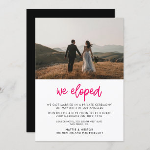 We eloped Modern calligraphy photo announcement