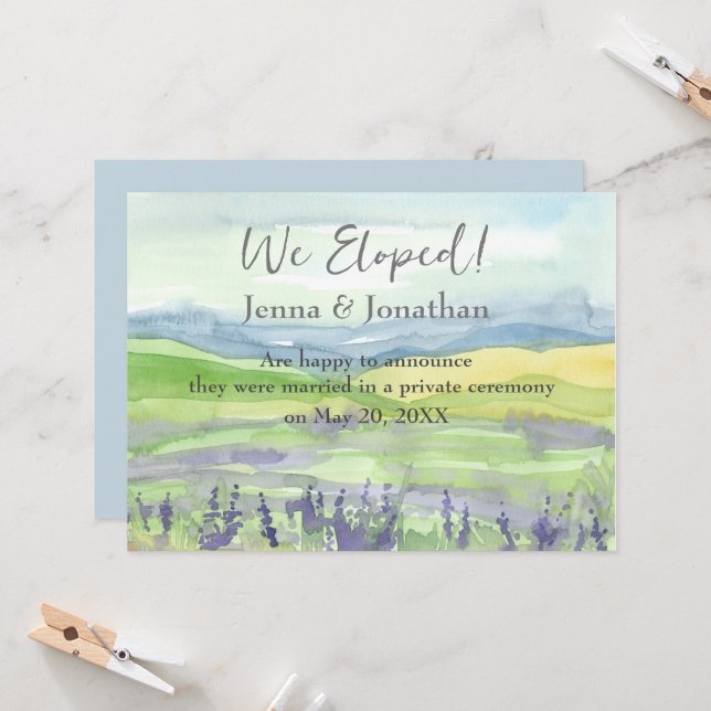 We Eloped Mountain Wildflower Wedding Announcement (Front/Back In Situ)
