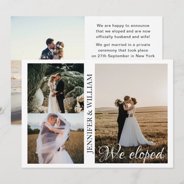 We Eloped Photo Collage Wedding Announcement  (Front/Back)