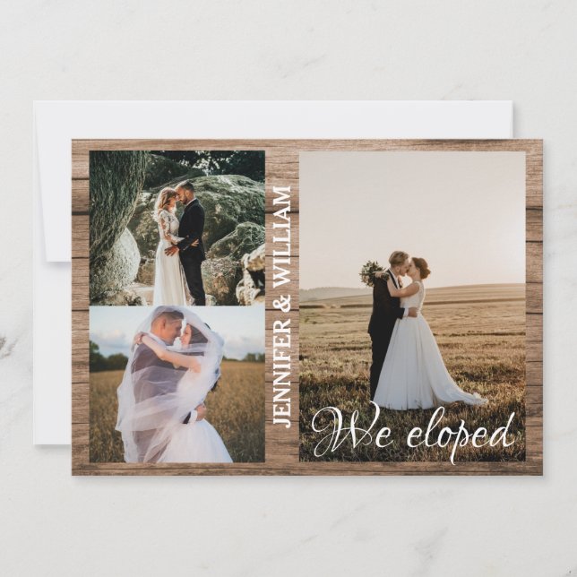 We Eloped Photo Collage Wedding Announcement  (Front)