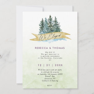 we eloped rustic mountains forest wedding invitation