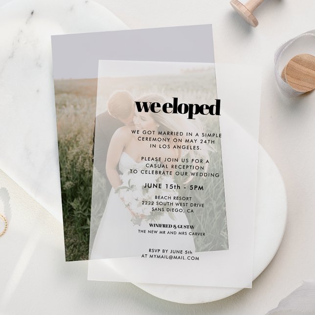 We Eloped Simple Chic  Vellum Invitations (Creator Uploaded)