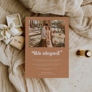 We eloped Stylish retro Brown sugar announcement