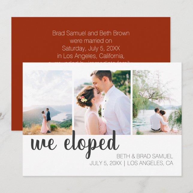 We Eloped Three Photo Announcement (Front/Back)