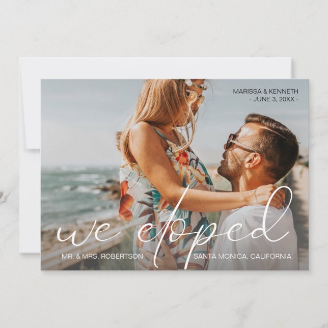We Eloped Typography Landscape Photo Announcement (Front)
