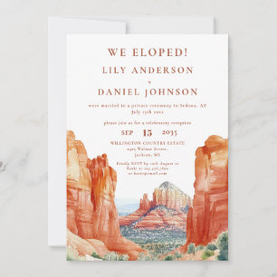 We Eloped Watercolor Desert Red Rock Elopement Invitation