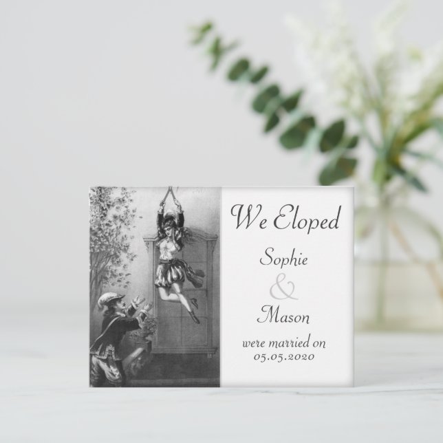 We Eloped - Wedding Announcement Vintage Theme Postcard (Standing Front)