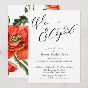 We Eloped Wedding Reception, Red Poppies Invitation