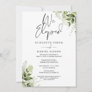 We Eloped Wedding Vows Greenery Floral Party Invitation