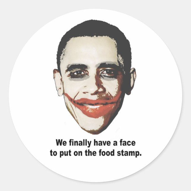 We finally have a face to put on the food stamp classic round sticker (Front)