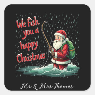 We Fish You a Happy Christmas Festive Fun  Square Sticker