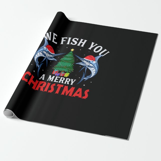 we fish you a merry christmas fishing wrapping paper (Unrolled)