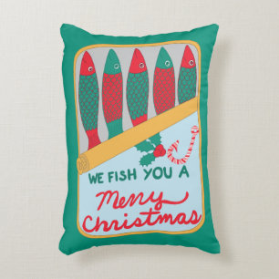 We Fish You a Merry Christmas Funny Holiday Accent Pillow