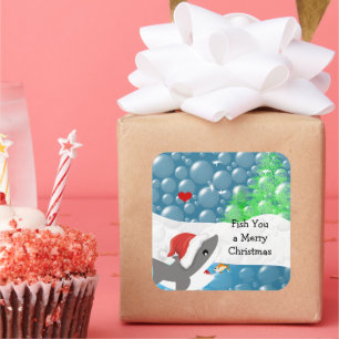 We Fish You A Merry Christmas Shark Square Sticker