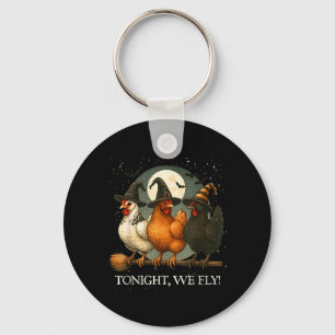 We Fly Funny Chicken Spooky Season Farm Halloween Keychain