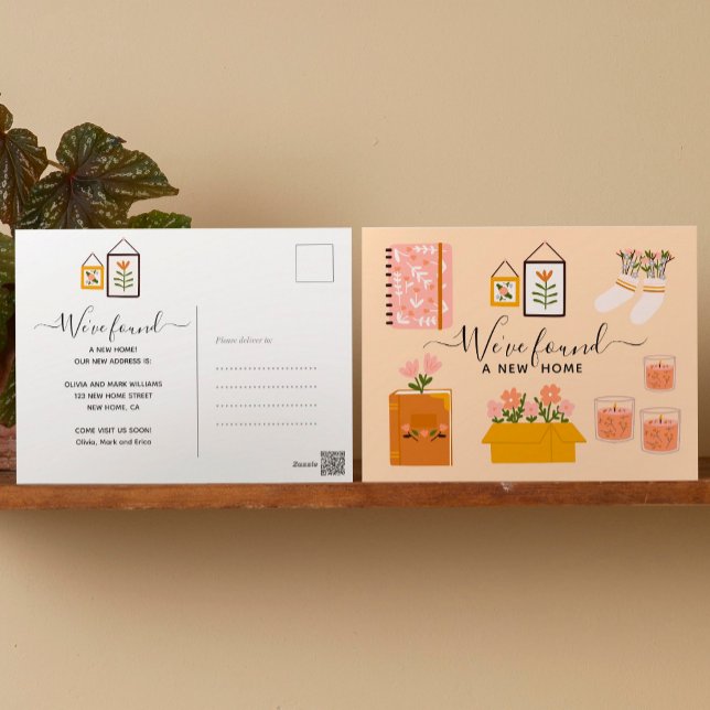 We Found New Home Cute Girly Cozy Elements Pink Holiday Postcard (Creator Uploaded)