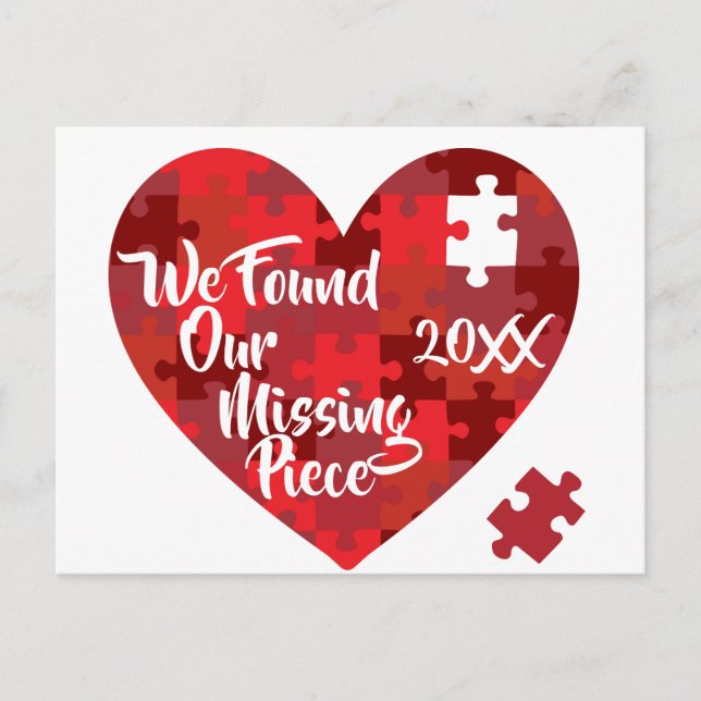 We Found Our Missing Piece - Puzzle Heart Postcard (Front)