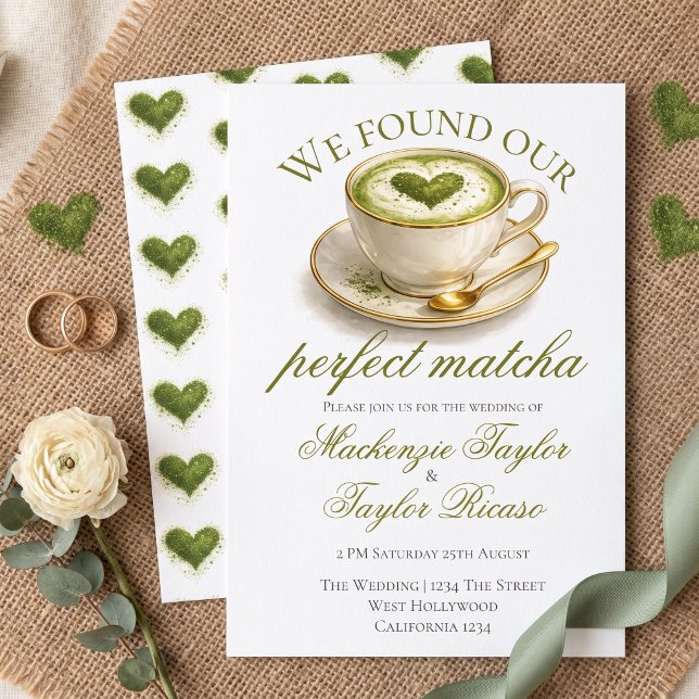 We Found Our Perfect Matcha Wedding Invitation (We Found Our Perfect Matcha Wedding Invitation by Ricaso. A fun, modern Japanese Tea themed invite)