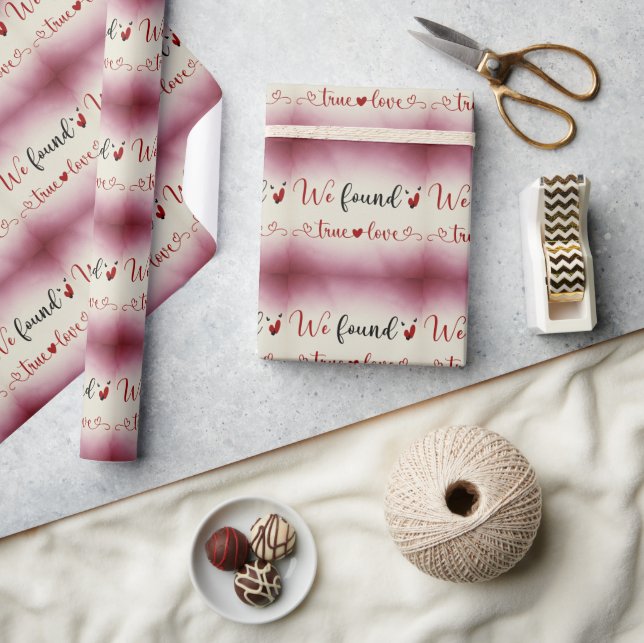 We Found True Love Dark Red Wrapping Paper (Crafts)