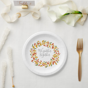 We Gather Together Wreath Autumn Painting Paper Plate