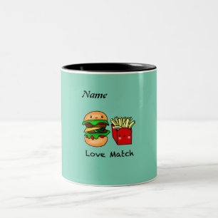 We go together like burger and fries personalized Two-Tone coffee mug