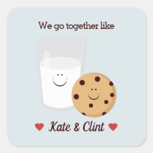 We Go Together Like Milk and Cookies Custom Square Square Sticker