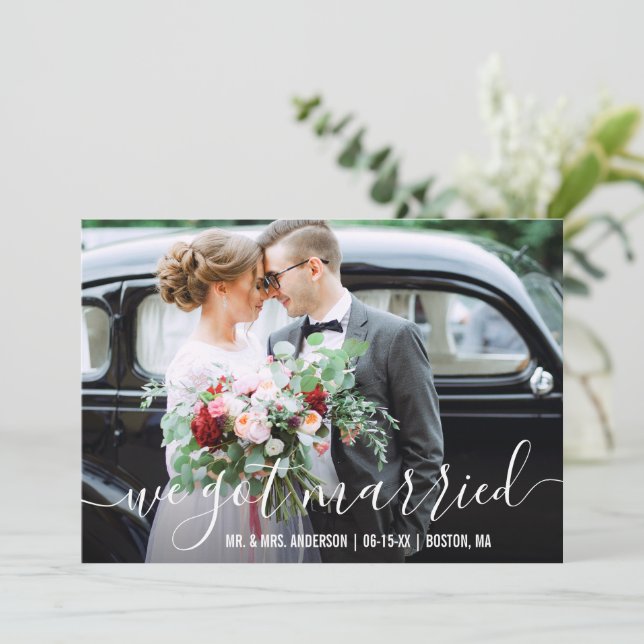 We Got Married Announcement Script Photo Card (Standing Front)