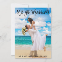We Got Married Brush Script Celebration Invite Blk