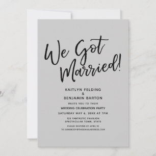 We Got Married! Casual Light Grey Simple Reception Invitation